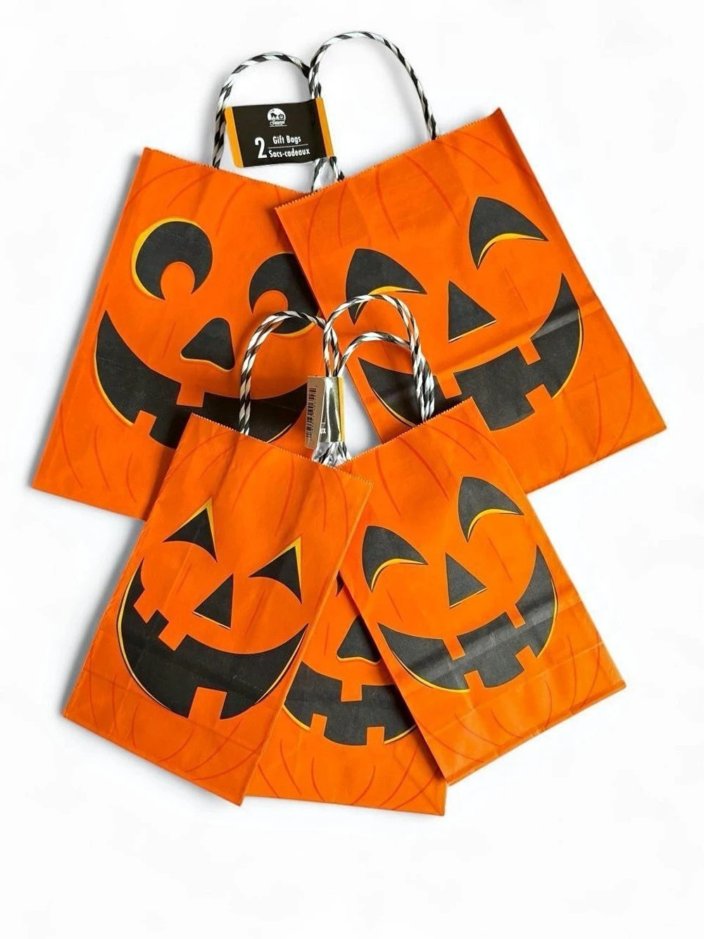 retro halloween jack-o’-lantern treat bags lot of 5